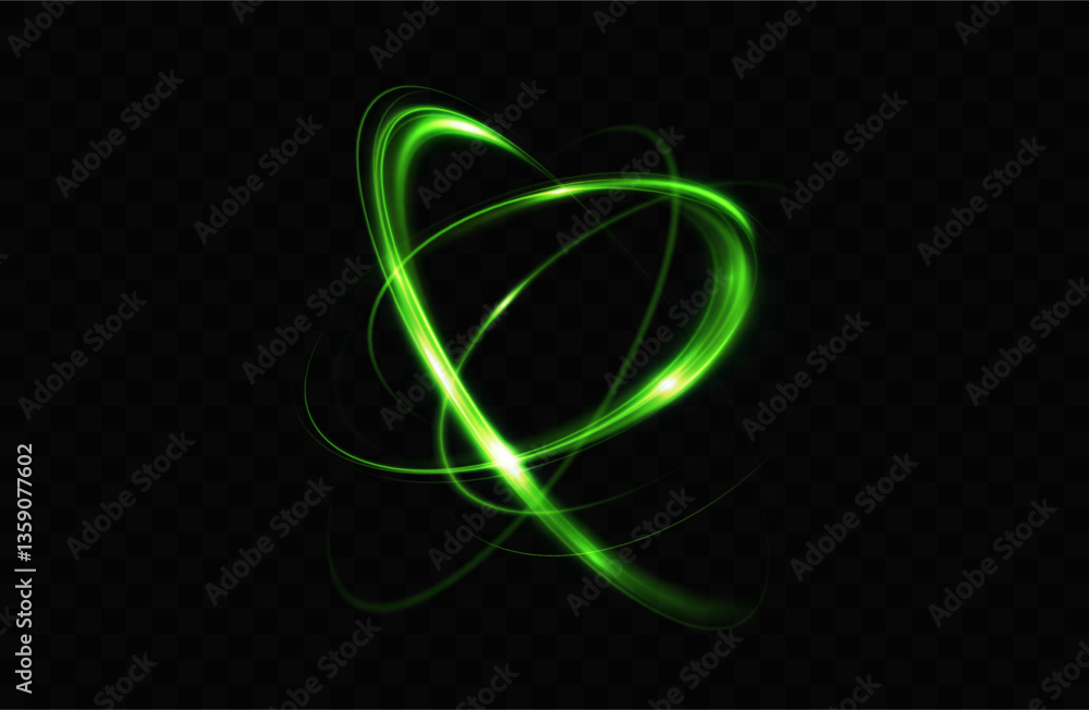 Poster Green neon ring. Glowing circle. Glow effect. Round light frame. abstract light lines of movement and speed. Abstract light lines of movement and speed. light green ellipse.	