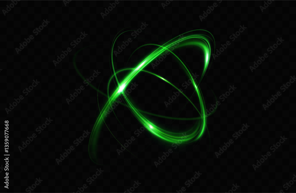 Fototapete Green neon ring. Glowing circle. Glow effect. Round light frame. abstract light lines of movement and speed. Abstract light lines of movement and speed. light green ellipse.	