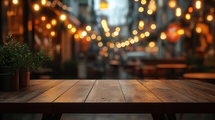 Rustic Wooden Table Decorated with Houseplant