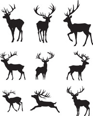 Naklejka premium Bundle of Deer silhouette illustration vector .