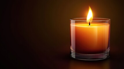 A Lit Candle In A Glass Container On Dark Background