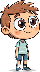 Cute Boy Cartoon Character Smiling Vector Illustration