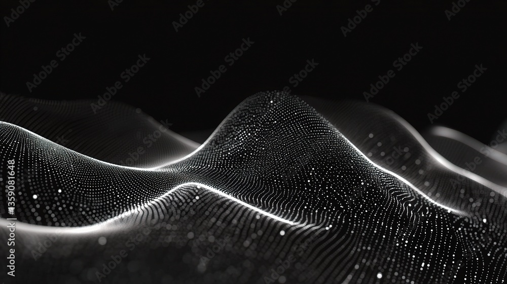 Poster abstract digital background with polygons and dots in motion