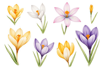 spring flowers isolated on white