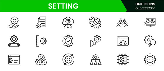 Setting thin line icons. For website marketing design, logo, app, template, UI, etc. Vector illustration.