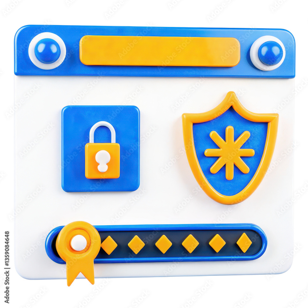 Aufkleber cybersecurity futuristic 3d colorful security icons on a digital interface background.