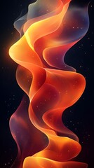 Naklejka premium Abstract Swirls of Orange and Yellow Flames on a Dark Background
