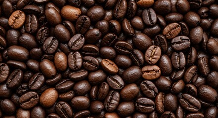 Fototapeta premium 深煎りコーヒー豆 光沢感あふれる茶色 贅沢な質感