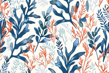 Fototapeta premium Minimalist Seaweed Illustration Pattern for Wallpaper and Background Design