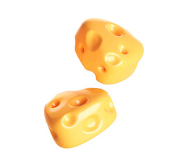 3D Cartoon Cheese Cubes Glossy Illustration