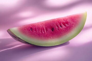 A refreshing slice of vibrant watermelon against a soft purple background