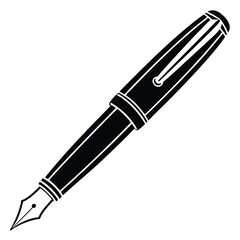 Classic Writing Tool - Black Pen Silhouette Illustration