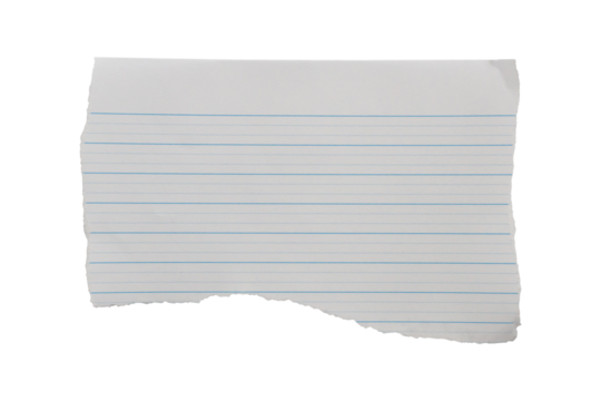 piece of lined paper tear isolated on white background