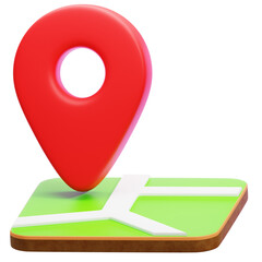 3D Location with map Icon Illustration