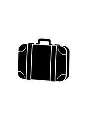 Travel suitcase illustration icon, black silhouette vector