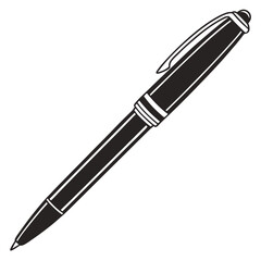 Sleek Ballpoint Pen Silhouette in Monochrome