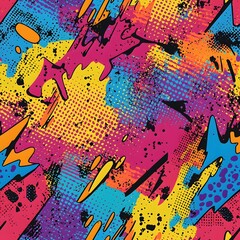 Abstract 90s Retro Graffiti Pattern