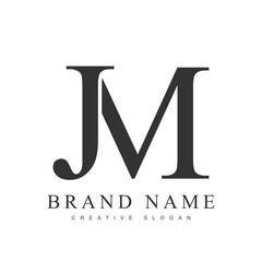 JM trendy logotype template. Initial letter j and m classic font style. Creative logo for company name or identity.