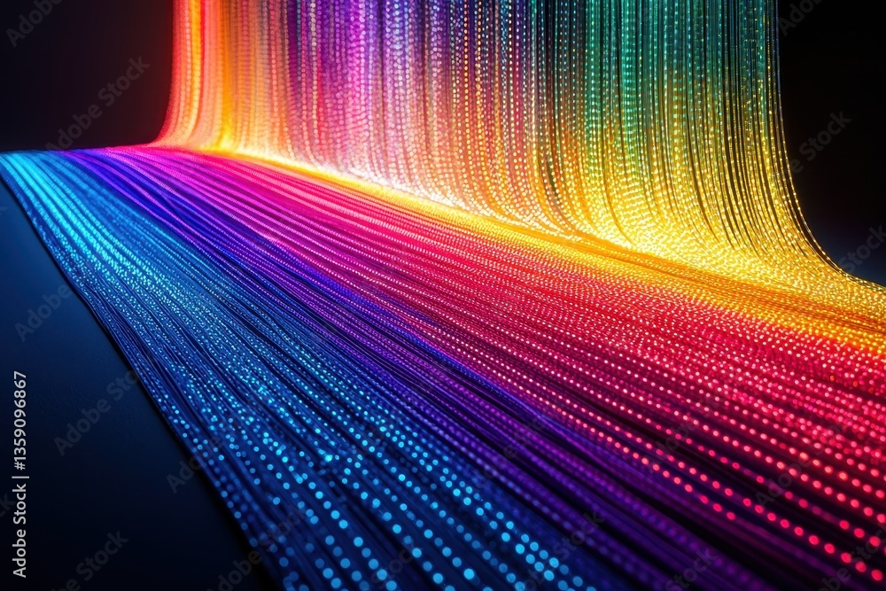 Poster vibrant display of colorful light streams studio digital art abstract low angle visual harmony