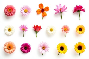 set of colorful flowers