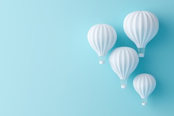 Hot air balloon adventure sky digital art minimalist aerial view freedom concept