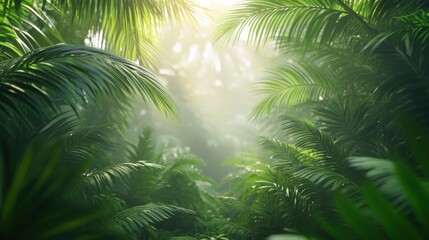 lush tropical rainforest sunlight