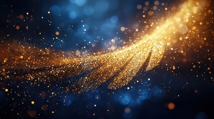 Fototapeta premium Golden glittering waves abstract design digital art night sky close-up beauty of light