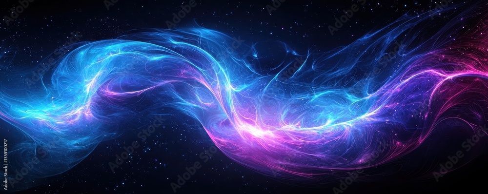 Poster dynamic color waves cosmic space abstract art digital canvas wide angle visual harmony
