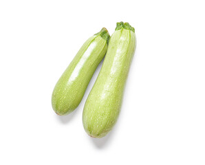 Fresh green zucchini on white background