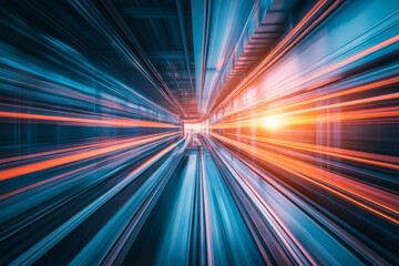 Dynamic Futuristic Tunnel of Speed and Light - Abstract Technology Art