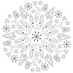 Fototapeta premium vector illustration of a set of Christmas trees 