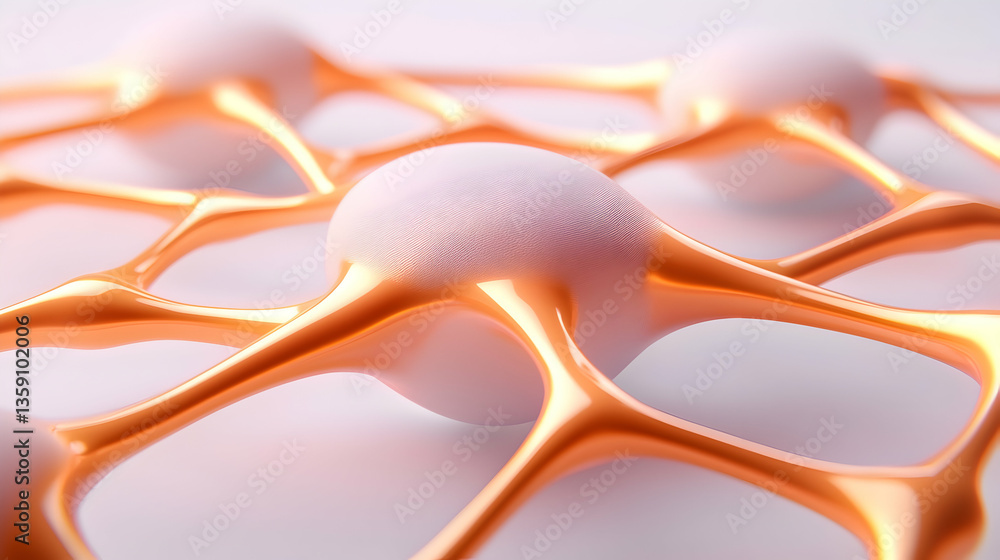Aufkleber golden network structure with glowing nodes