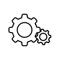 Obraz premium Gear icon outline with two cogs on white background