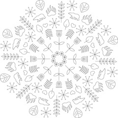 Obraz premium Vector decorative ornament in Scandinavian style. Nordic mandala.
