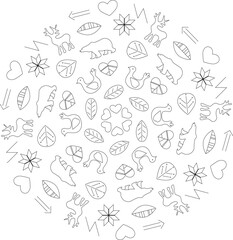 Decorative ornament in Scandinavian style in vector. Nordic mandala.