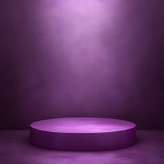 Purple Cylindrical Platform in Dramatic Lighting