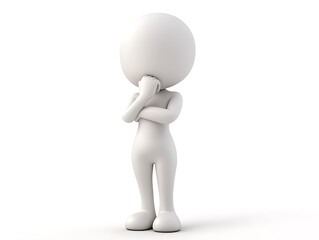 Contemplative character posing minimalist studio 3d animation neutral front view