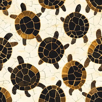 Golden and Black Mosaic Turtle Pattern