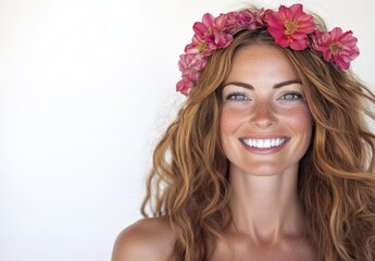 Naklejka premium woman with flowers in her hair 