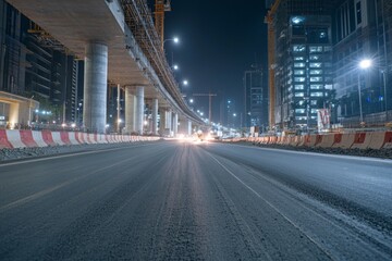 Nighttime Urban Construction Underpass, Cityscape at Night