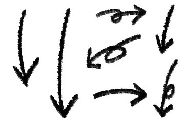 勢いのある鉛筆で描いた矢印セット