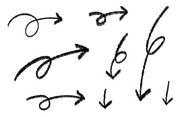 クレヨンで描いた矢印セット