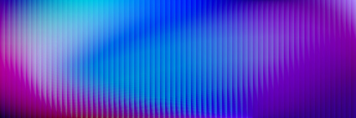 Ribbed glass effect background. Reeded transparent plastic wall. Blue iridescent gradient pattern. Abstract corrugated glass texture, neon light. Pearlescent holographic backdrop. Deep purple glow bg © babayuka