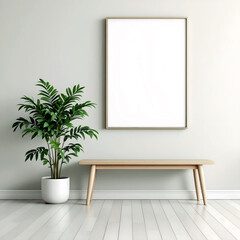 Blank Poster Frame in Minimal Scandinavian Interior