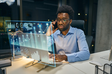Business Analyst Using Interactive Dashboard Visualizes Data and Communicates Insights During...