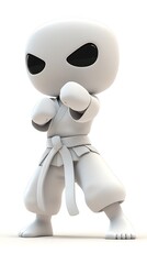 Martial arts practice dojo 3d character minimalist front view action