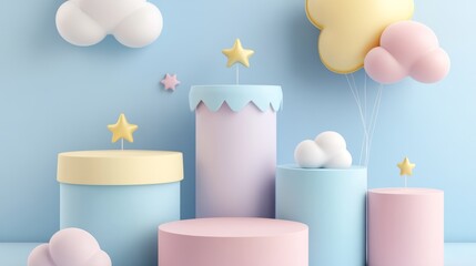 Podium product for kid with colorful theme