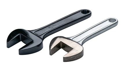 Obraz premium Two adjustable wrenches in black and silver tones, showcasing their sturdy design and functionality.