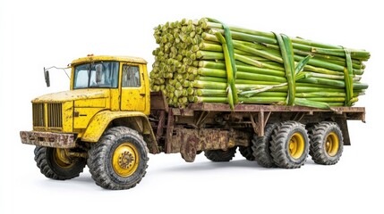 Obraz premium Sugarcane Farming Equipment on White Background