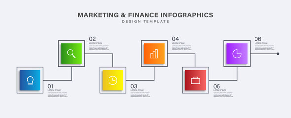 6 steps or options Business Infographic design template with icons